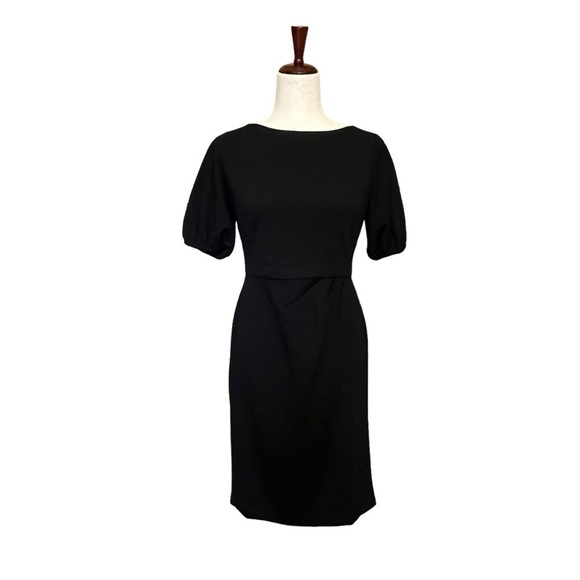 Maggy London Woman Puff Sleeve Sheath Knee Length Dress Black Size 2 #1336 - Picture 3 of 8